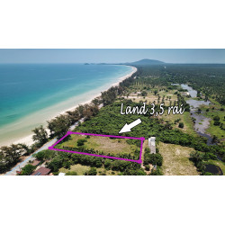 Land for sale 3,5 rai front beach in Bang Saphan in Thailand